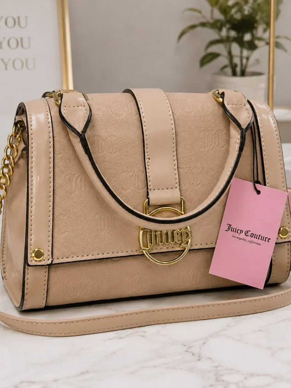 Juicy Couture Cafe Fancy Flap Tan Crossbody Bag NWT